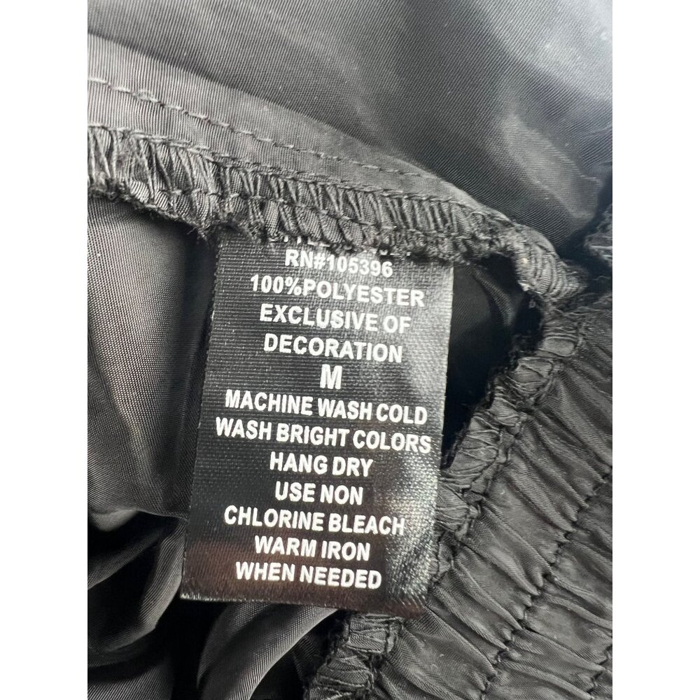 Cest Toi Cropped Black Nylon Jacket With Reflective Stripes & Zippered Front M - Picture 9 of 15